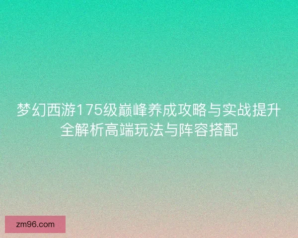 梦幻西游175级巅峰养成攻略与实战提升全解析高端玩法与阵容搭配