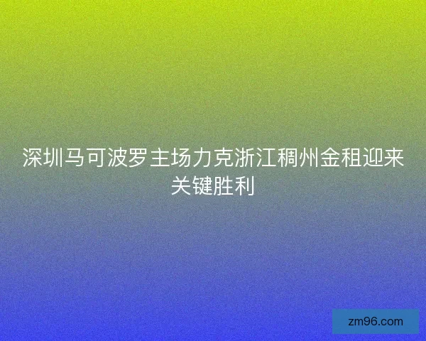深圳马可波罗主场力克浙江稠州金租迎来关键胜利